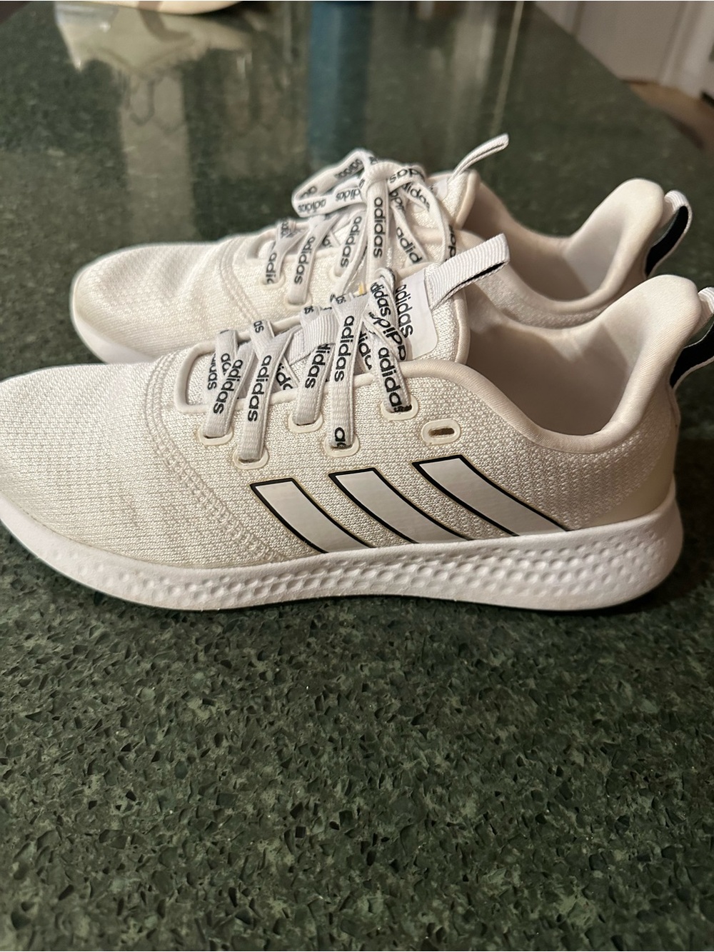 adidas Women’s White Sneakers with Black-Trim 3-Stripes